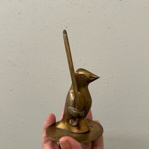 Charming small Bird brass figurine